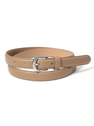 Simple-Silver-Faux-Leather-Belt-[Beige]-(T018)